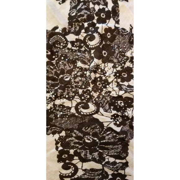 Express Goth Black & White with Rhinestones Cross Viscose Scarf with Tag - Picture 5 of 9